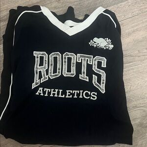 Roots Athletics Black and White V-Neck long sleeve shirt